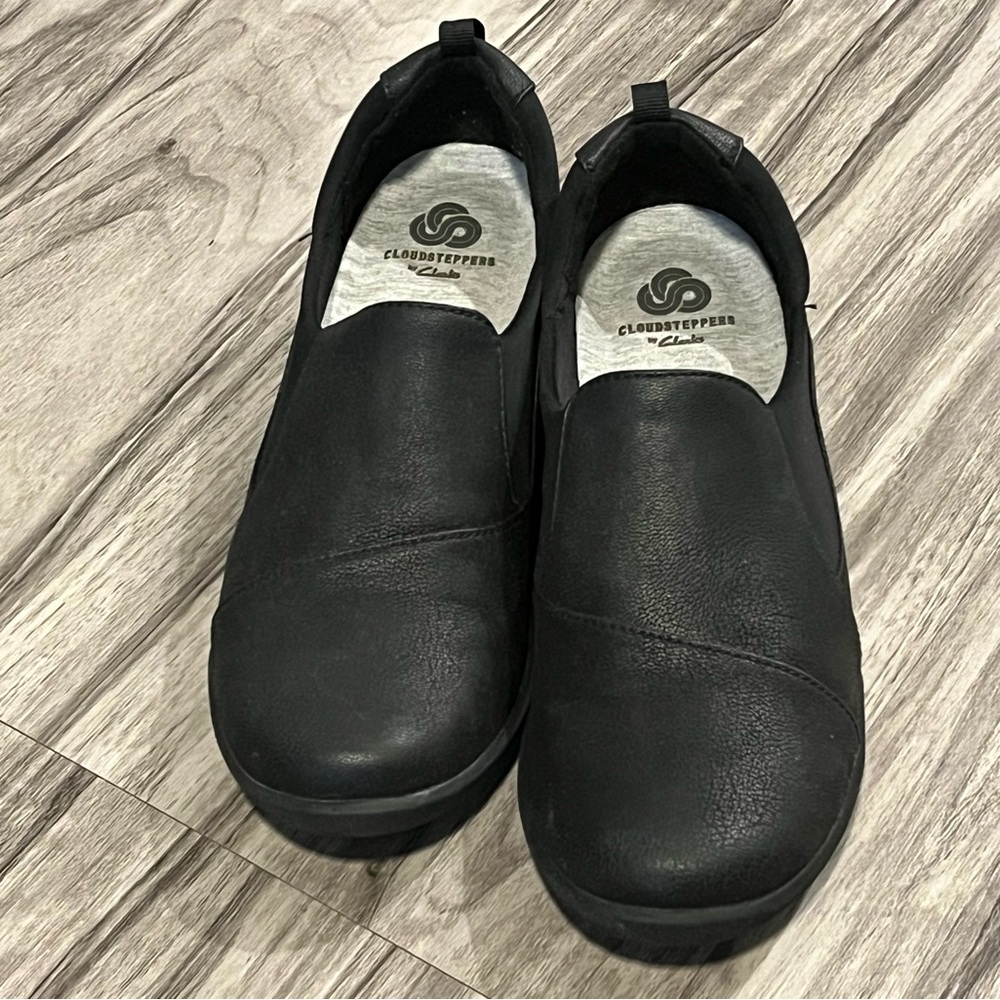 Clarks Black Cloudsteppers Slip-Ons